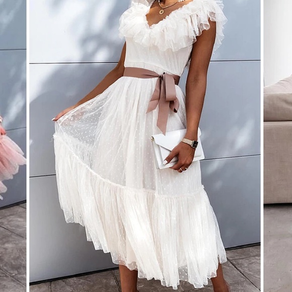 SOLD Lilipretty | Swiss Dot Tiered Midi Dress - Picture 4 of 5